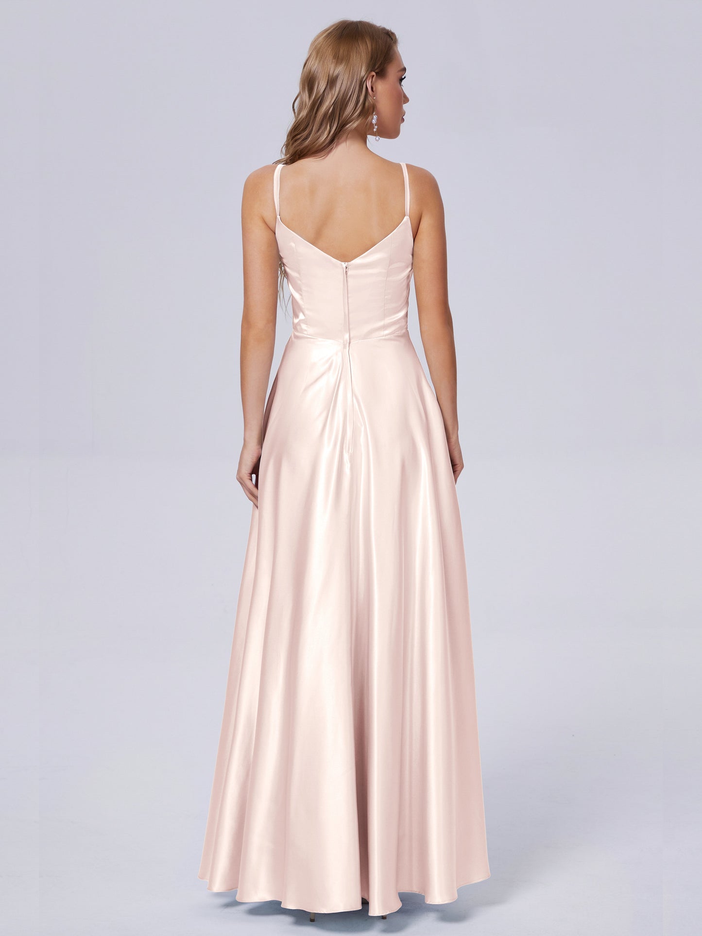 Lila Sexy Straps Soft Satin Long Bridesmaid Dresses
