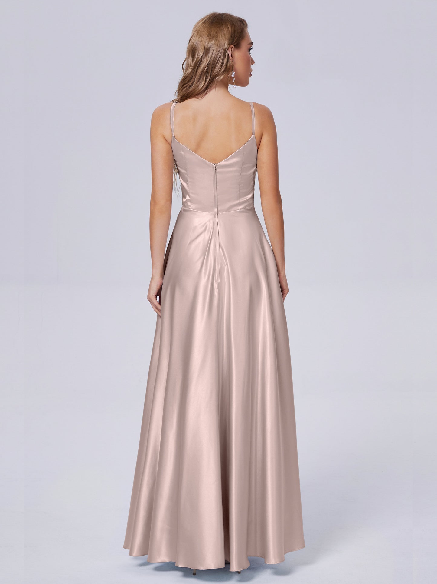 Lila Sexy Straps Soft Satin Long Bridesmaid Dresses