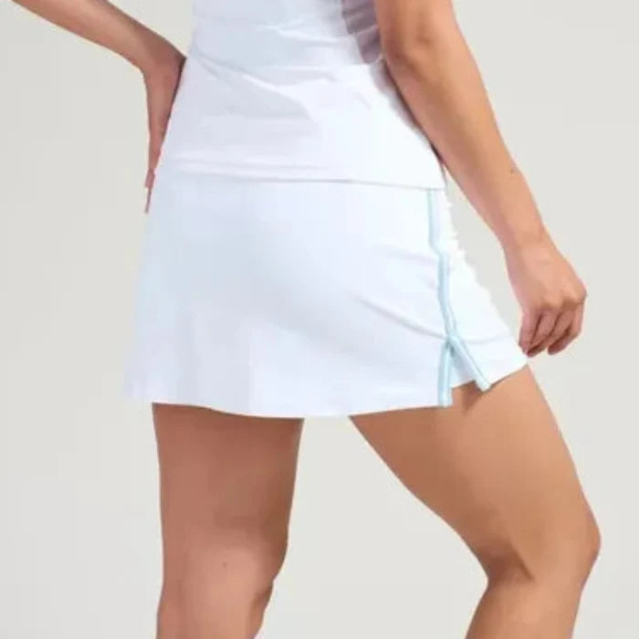 L'Oeuf Poche Baseline Side Slit Skort - White/Carolina Blue