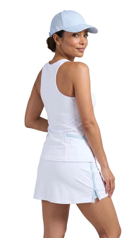 L'Oeuf Poche Baseline Side Slit Skort - White/Carolina Blue