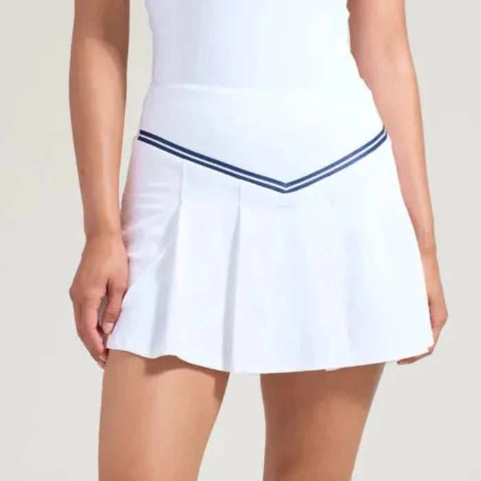 L'Oeuf Poche Baseline V-Pleated Skort - White/Navy