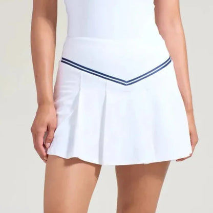 L'Oeuf Poche Baseline V-Pleated Skort - White/Navy