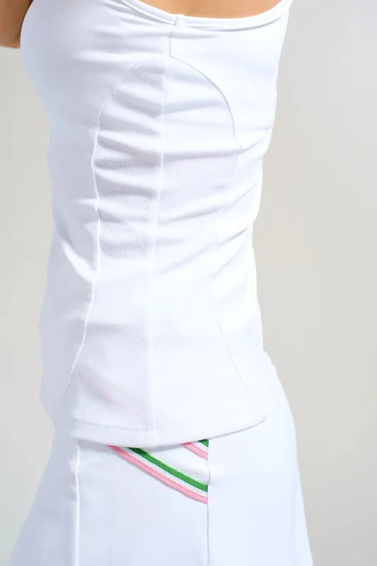 L'Oeuf Poche Chevron Tank - White/Pink/Lime