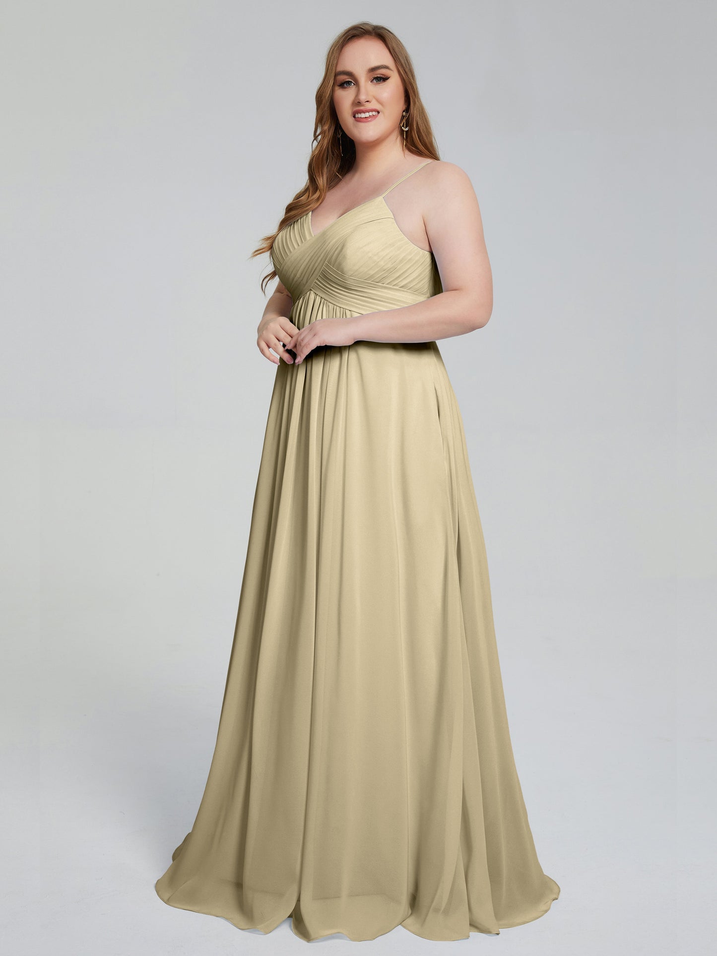 Londyn Spaghetti Straps Plus Size Long Bridesmaid Dresses