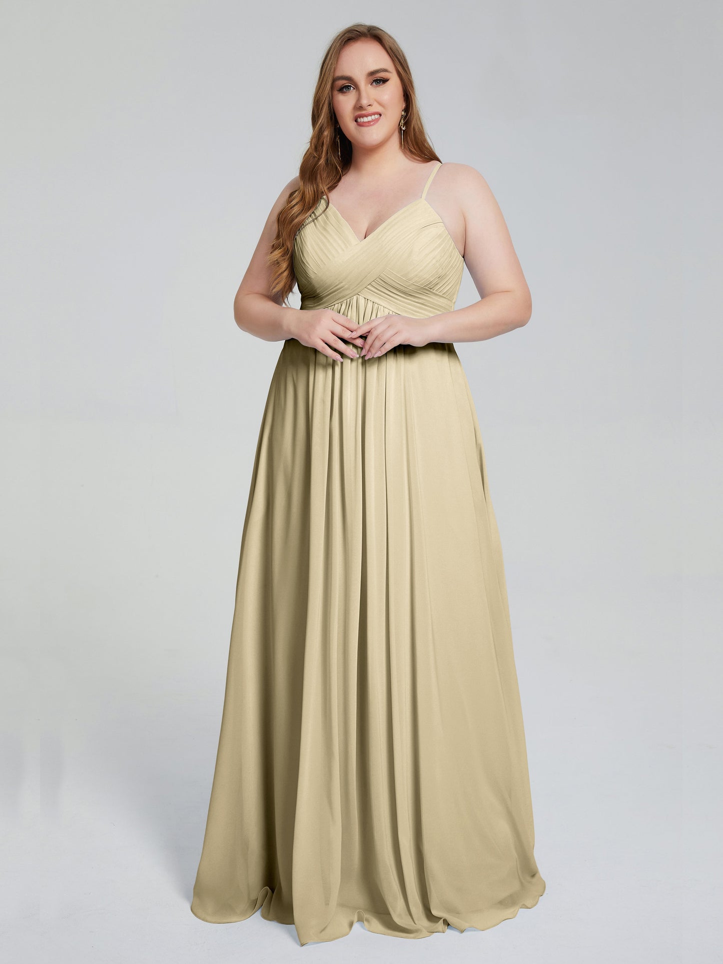 Londyn Spaghetti Straps Plus Size Long Bridesmaid Dresses