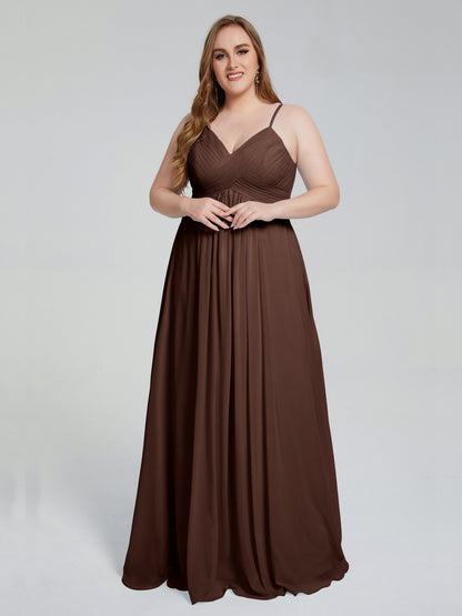 Londyn Spaghetti Straps Plus Size Long Bridesmaid Dresses