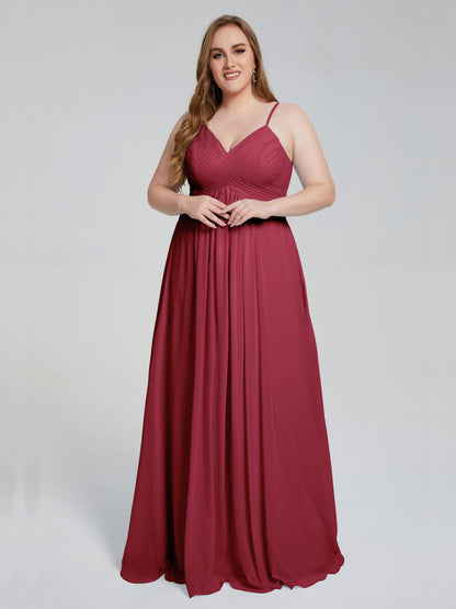 Londyn Spaghetti Straps Plus Size Long Bridesmaid Dresses