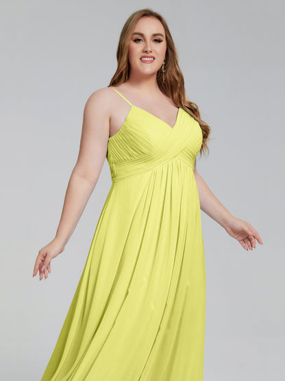Londyn Spaghetti Straps Plus Size Long Bridesmaid Dresses