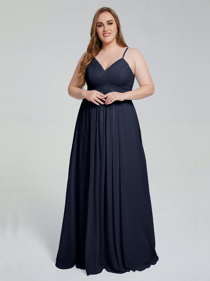 Londyn Spaghetti Straps Plus Size Long Bridesmaid Dresses