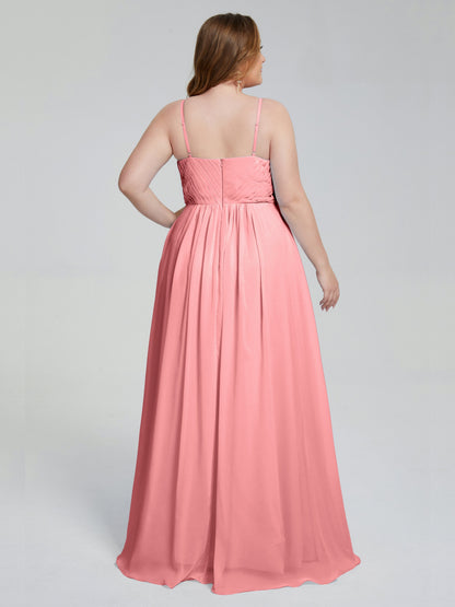 Londyn Spaghetti Straps Plus Size Long Bridesmaid Dresses