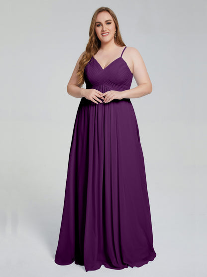 Londyn Spaghetti Straps Plus Size Long Bridesmaid Dresses