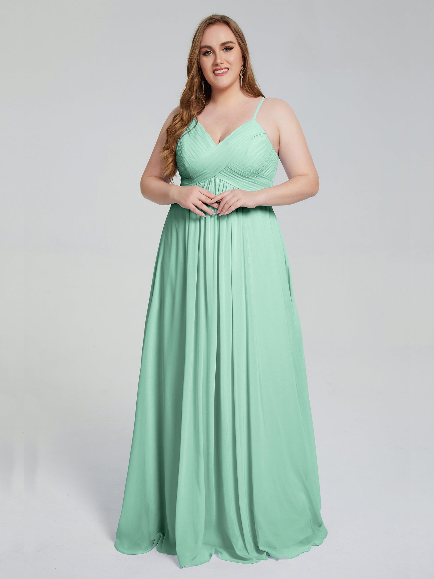 Londyn Spaghetti Straps Plus Size Long Bridesmaid Dresses