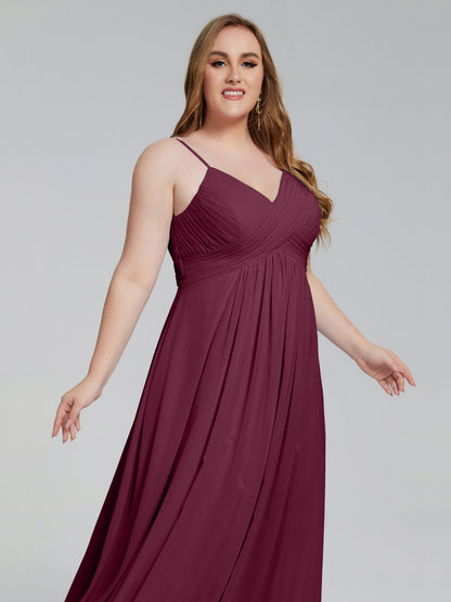 Londyn Spaghetti Straps Plus Size Long Bridesmaid Dresses