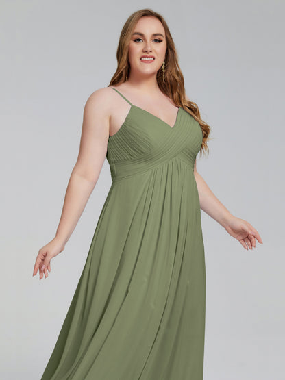 Londyn Spaghetti Straps Plus Size Long Bridesmaid Dresses