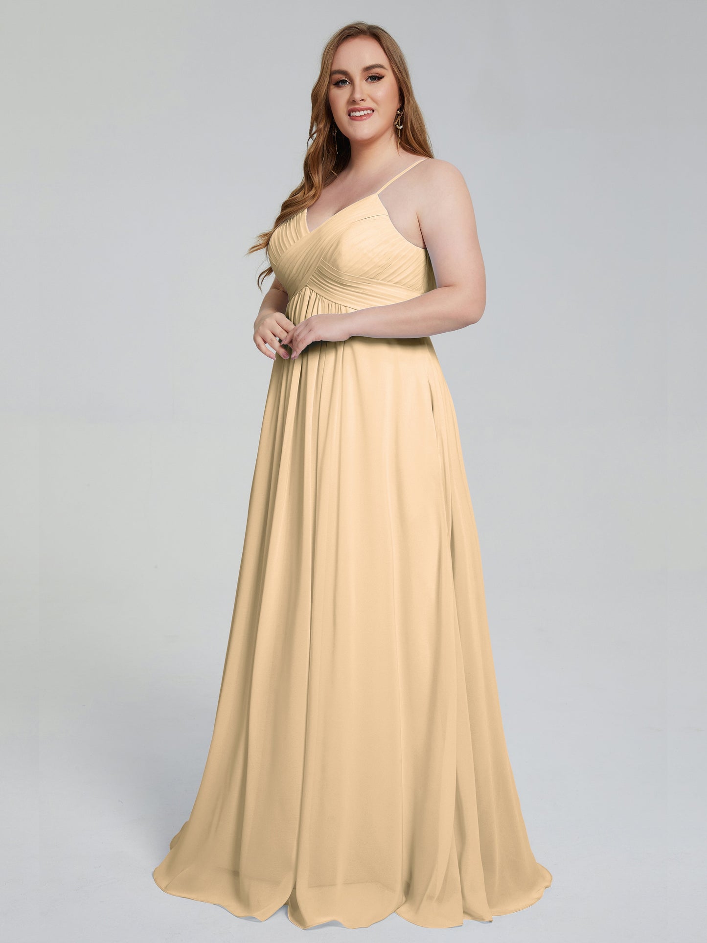 Londyn Spaghetti Straps Plus Size Long Bridesmaid Dresses