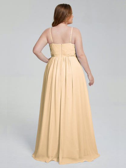 Londyn Spaghetti Straps Plus Size Long Bridesmaid Dresses
