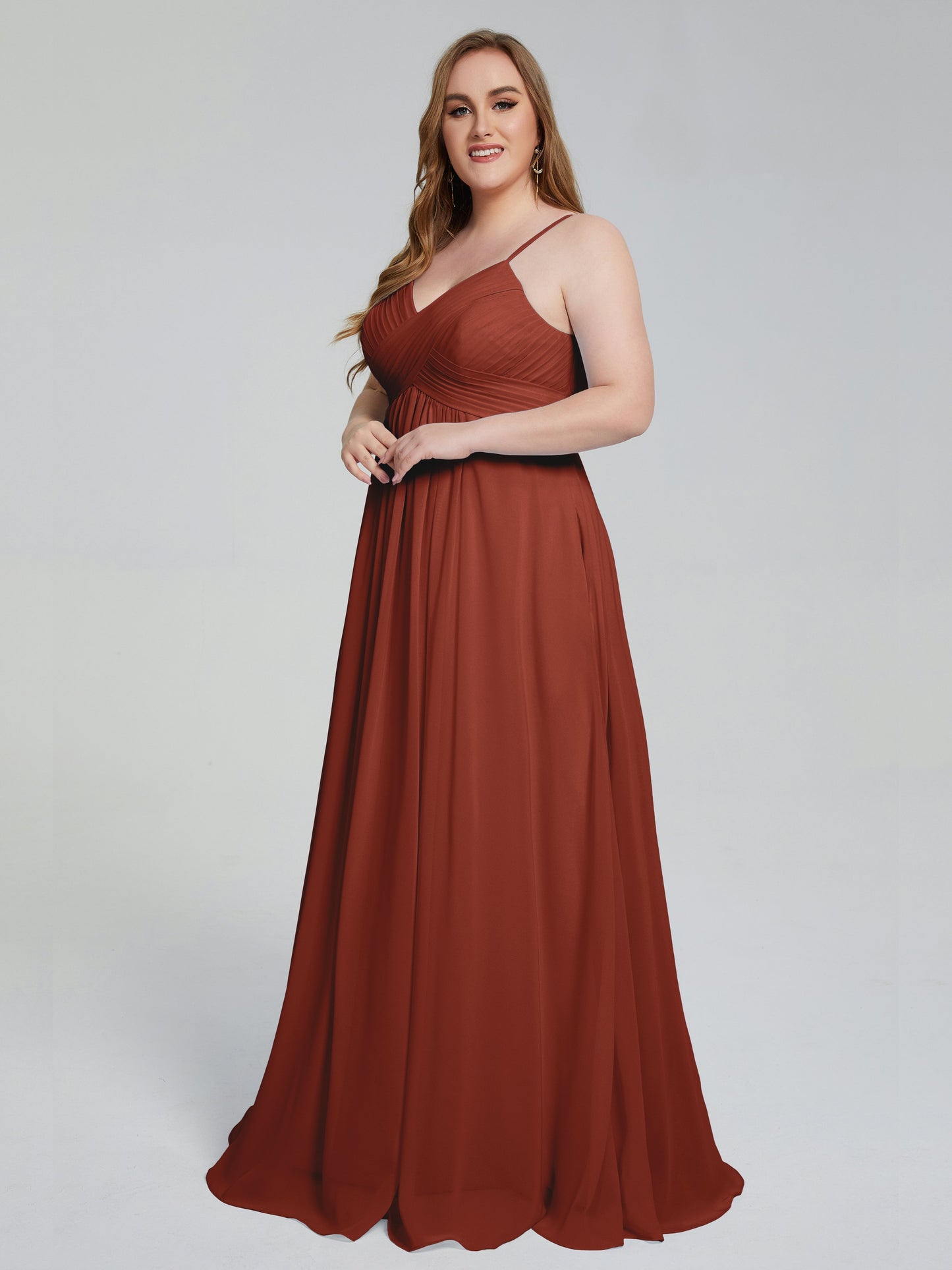 Londyn Spaghetti Straps Plus Size Long Bridesmaid Dresses