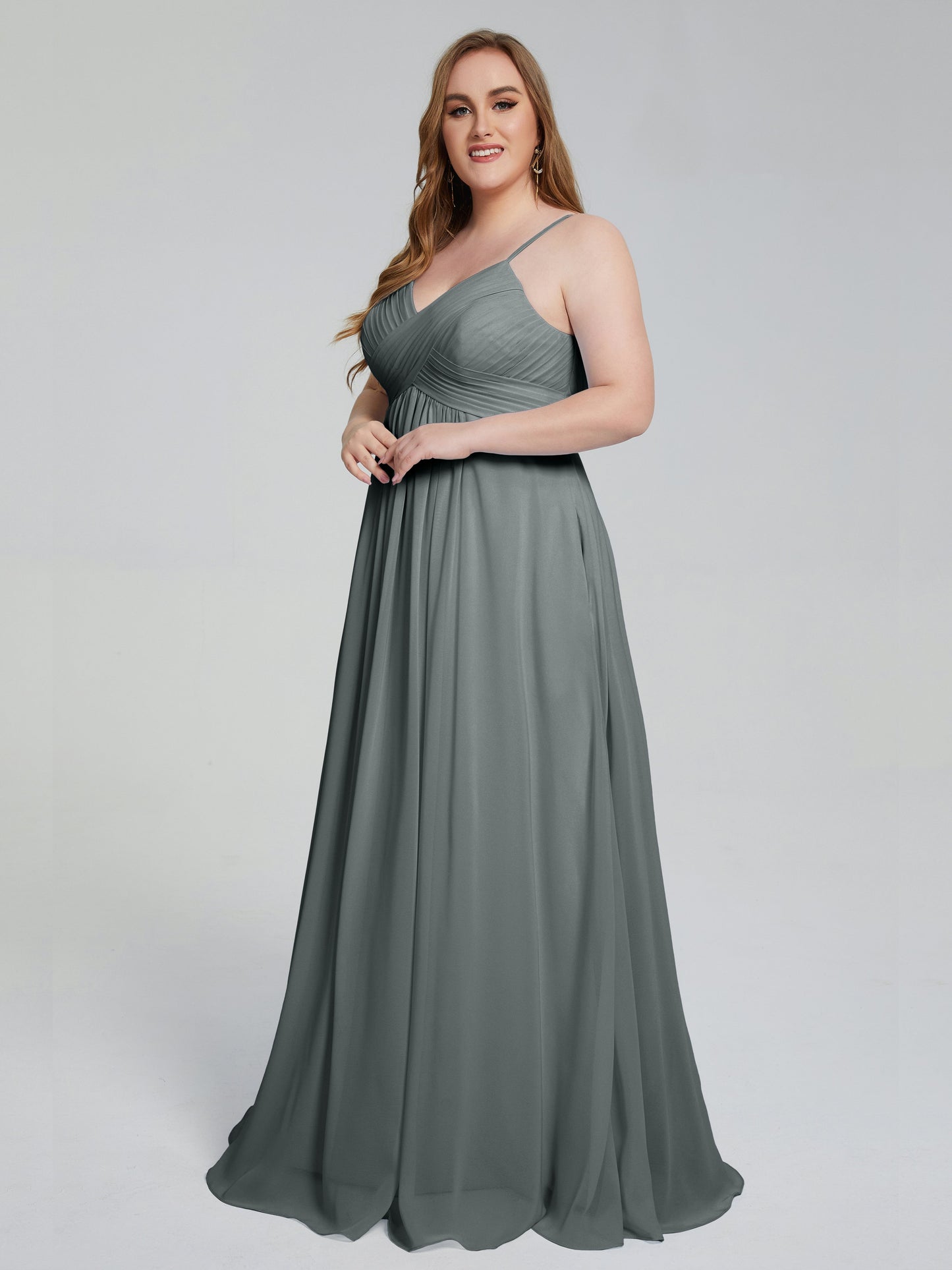 Londyn Spaghetti Straps Plus Size Long Bridesmaid Dresses