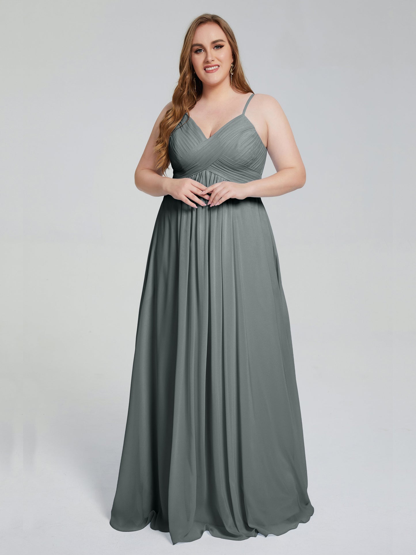 Londyn Spaghetti Straps Plus Size Long Bridesmaid Dresses