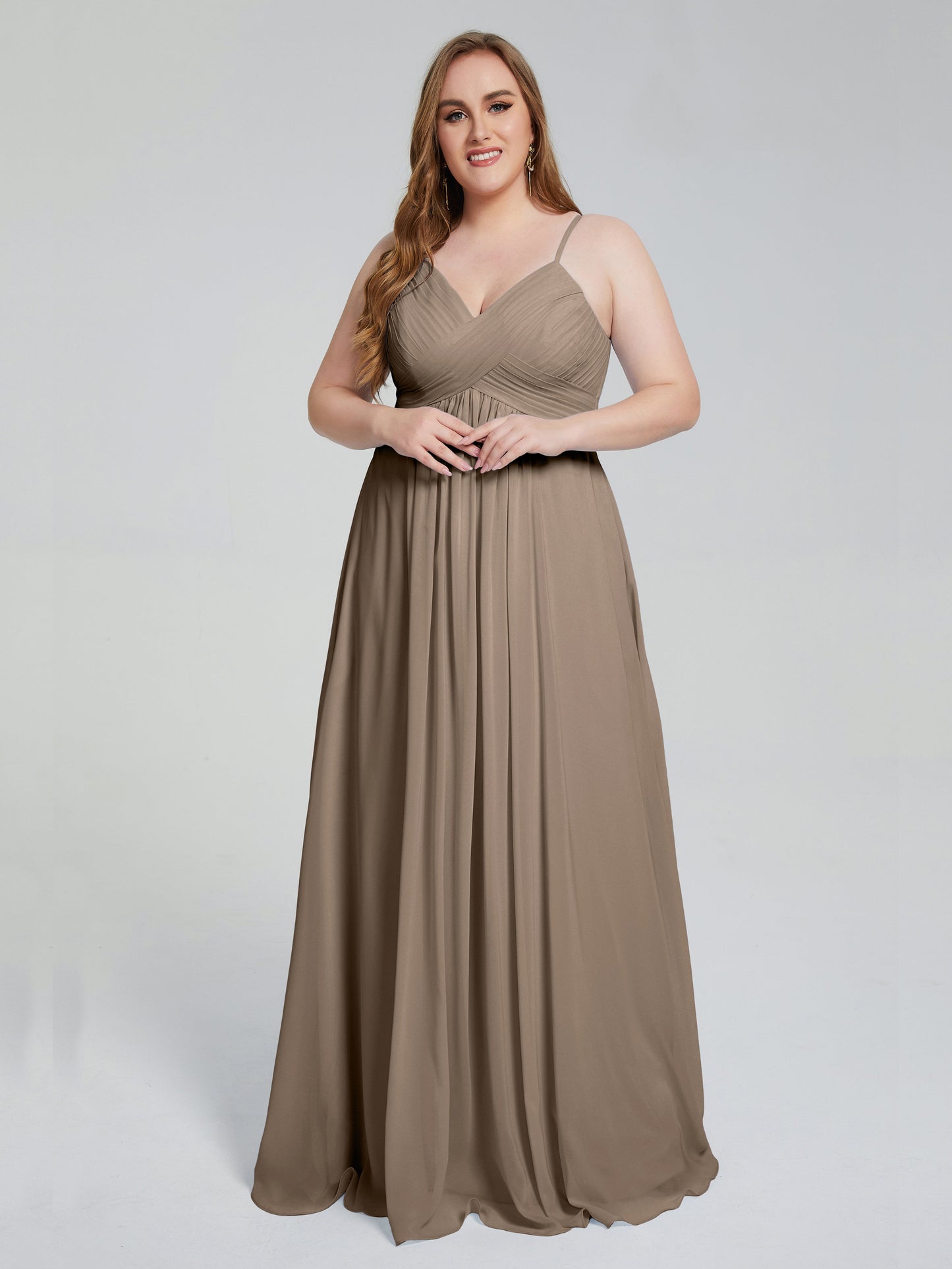 Londyn Spaghetti Straps Plus Size Long Bridesmaid Dresses