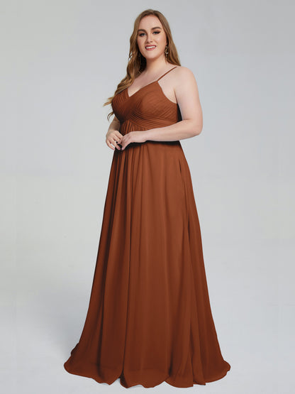 Londyn Spaghetti Straps Plus Size Long Bridesmaid Dresses