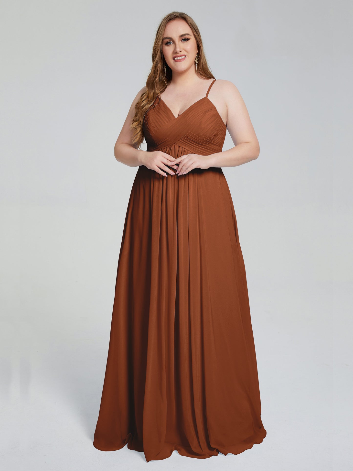 Londyn Spaghetti Straps Plus Size Long Bridesmaid Dresses