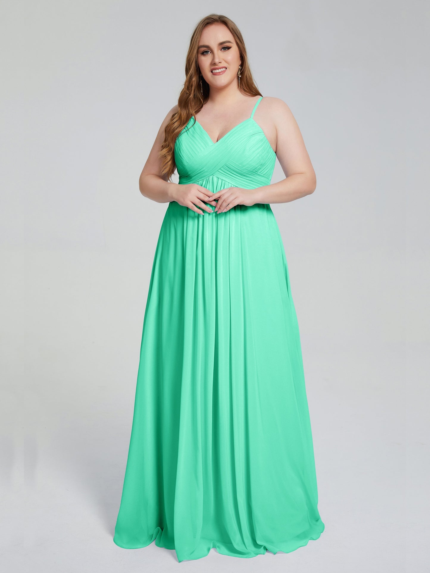 Londyn Spaghetti Straps Plus Size Long Bridesmaid Dresses