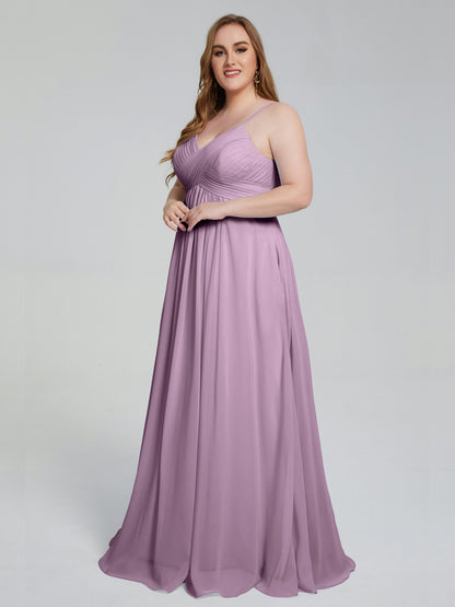 Londyn Spaghetti Straps Plus Size Long Bridesmaid Dresses