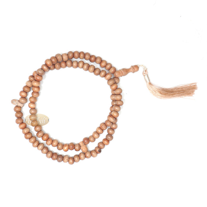 Low-Price Handcrafted Brown Rustic Coffee Wood Tasbih Prayer Beads with Strong Soft Tassels