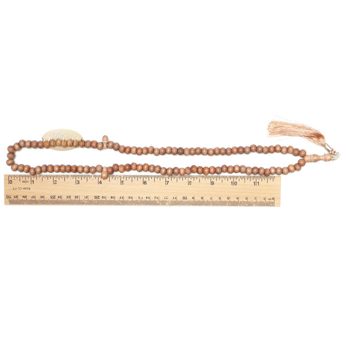 Low-Price Handcrafted Brown Rustic Coffee Wood Tasbih Prayer Beads with Strong Soft Tassels