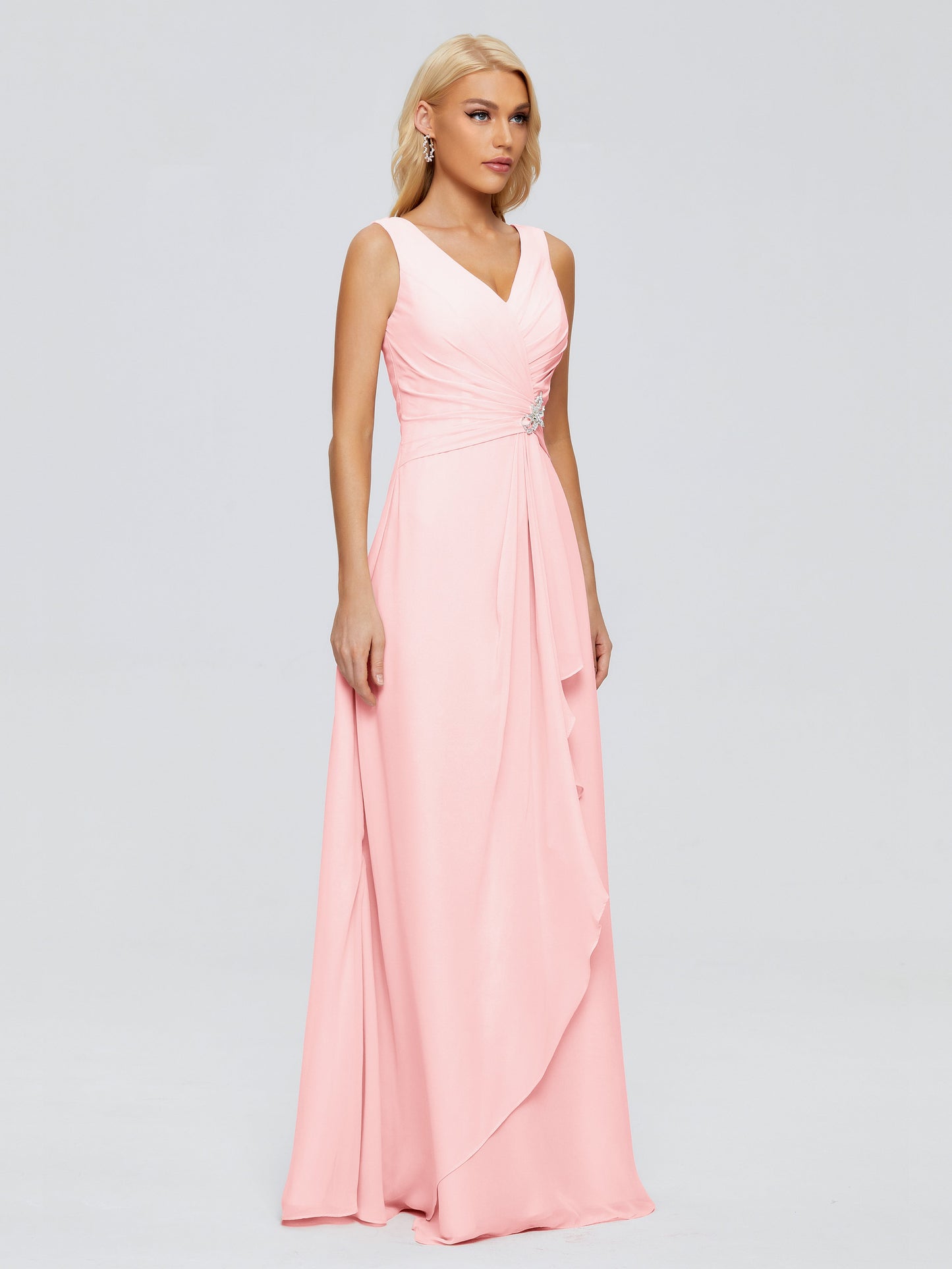 Maria V Neck Sleeveless Chiffon Bridesmaid Dresses