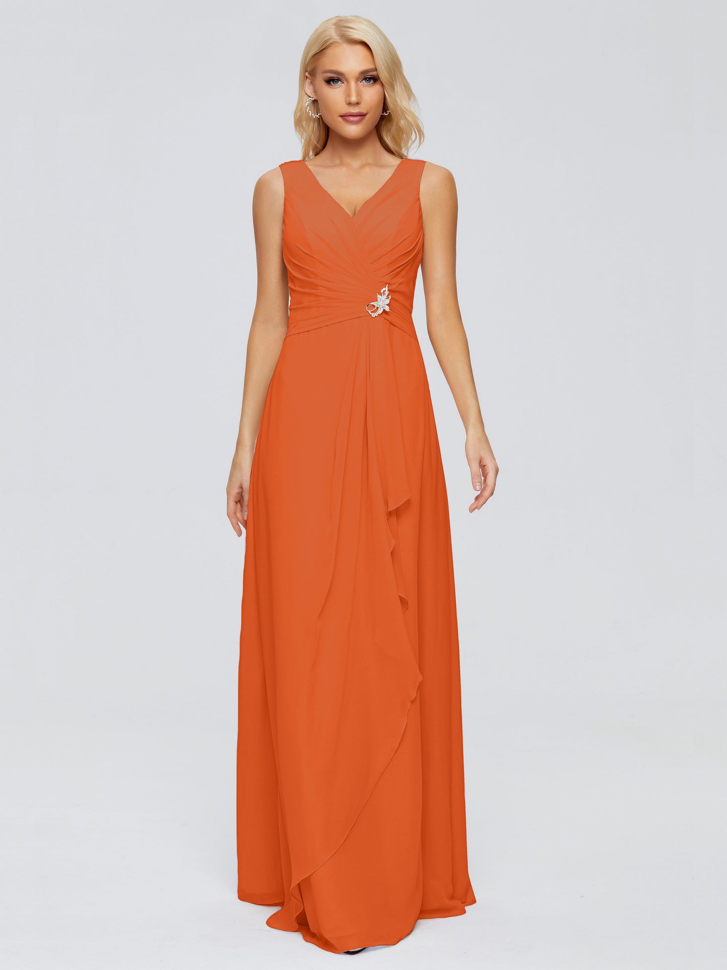 Maria V Neck Sleeveless Chiffon Bridesmaid Dresses