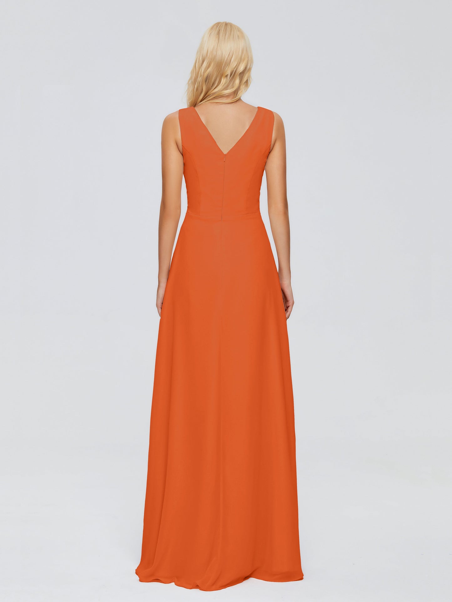 Maria V Neck Sleeveless Chiffon Bridesmaid Dresses