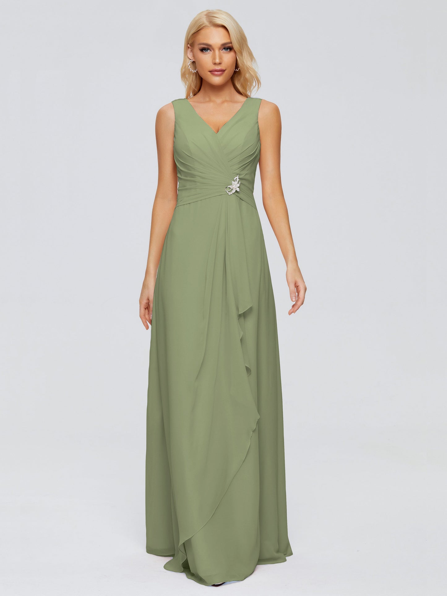 Maria V Neck Sleeveless Chiffon Bridesmaid Dresses