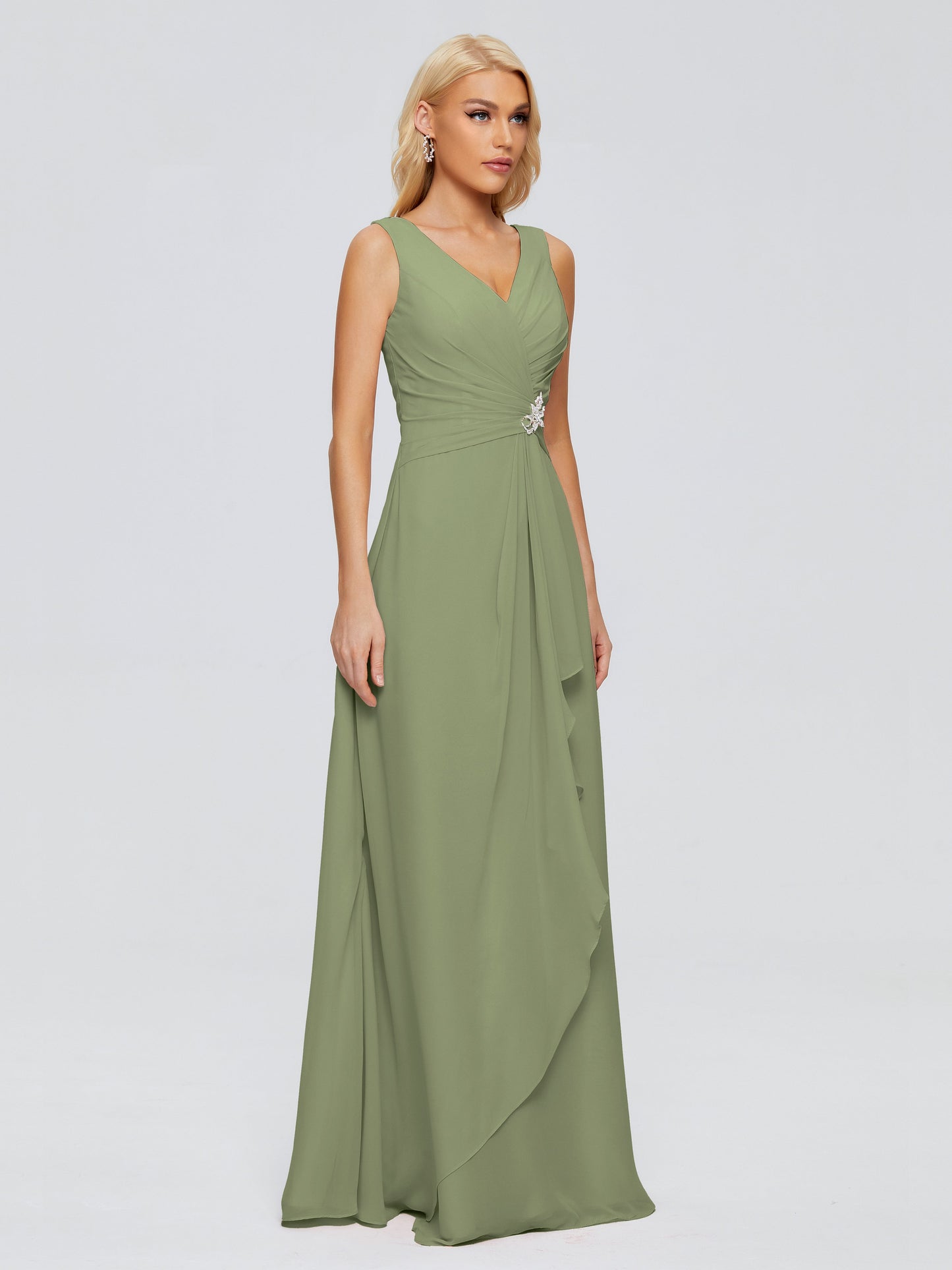 Maria V Neck Sleeveless Chiffon Bridesmaid Dresses
