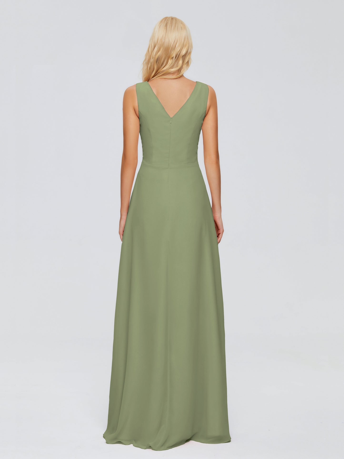Maria V Neck Sleeveless Chiffon Bridesmaid Dresses