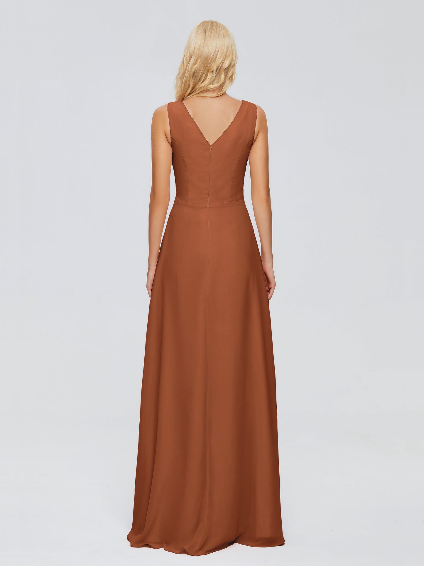 Maria V Neck Sleeveless Chiffon Bridesmaid Dresses