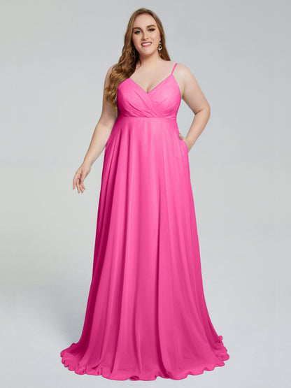 Mariah Sweep Train Sleeveless Plus Size Bridesmaid Dresses