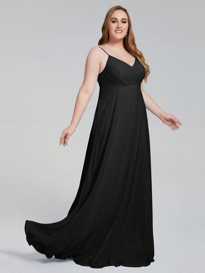 Mariah Sweep Train Sleeveless Plus Size Bridesmaid Dresses