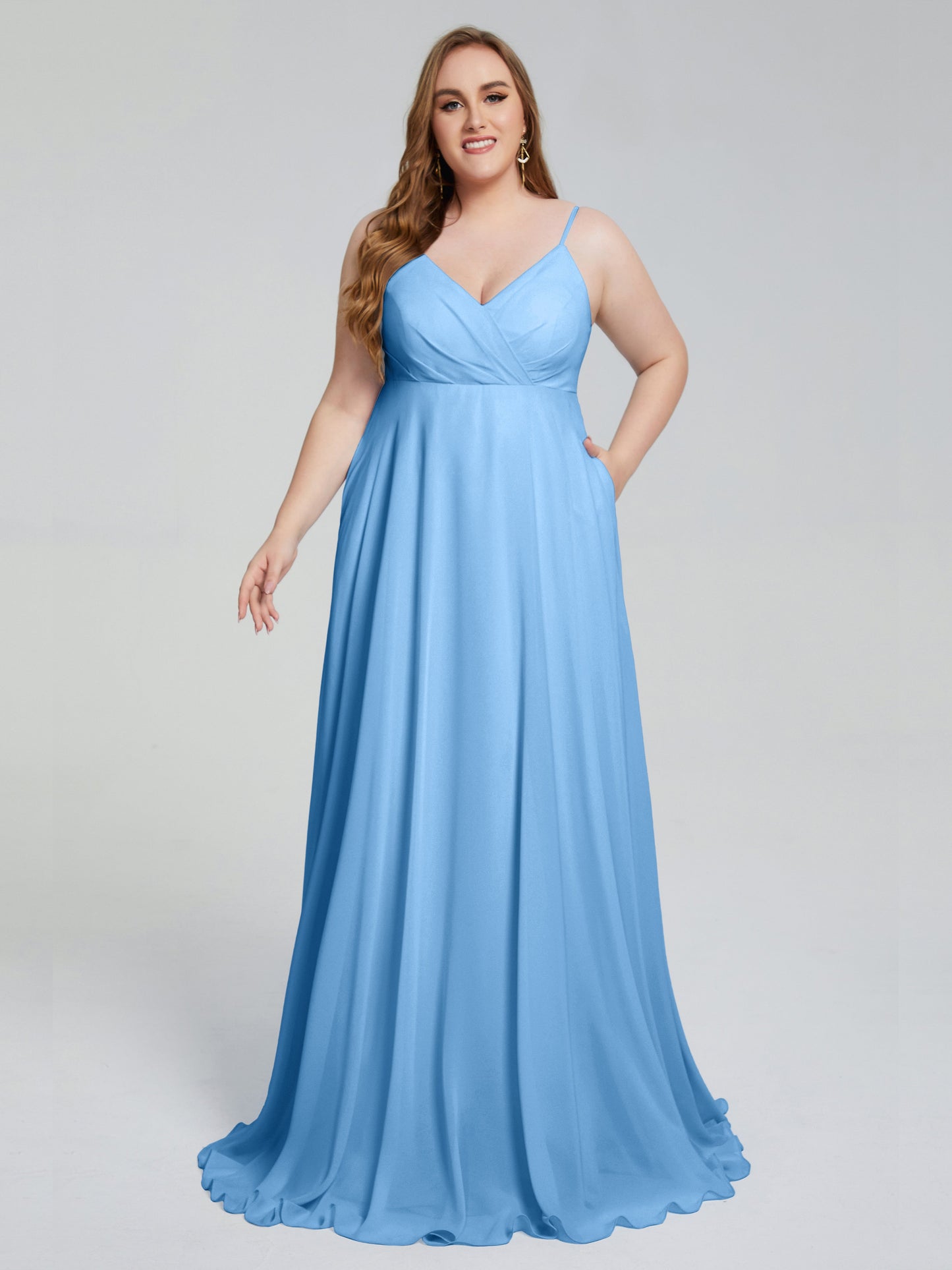 Mariah Sweep Train Sleeveless Plus Size Bridesmaid Dresses