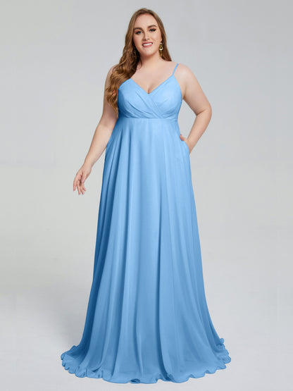 Mariah Sweep Train Sleeveless Plus Size Bridesmaid Dresses