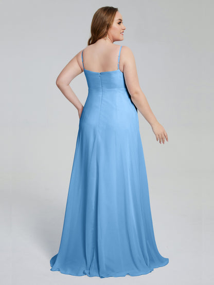Mariah Sweep Train Sleeveless Plus Size Bridesmaid Dresses