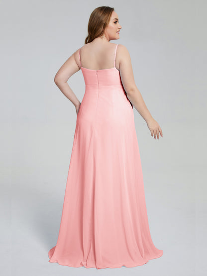 Mariah Sweep Train Sleeveless Plus Size Bridesmaid Dresses