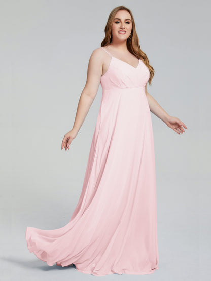 Mariah Sweep Train Sleeveless Plus Size Bridesmaid Dresses