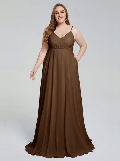 Mariah Sweep Train Sleeveless Plus Size Bridesmaid Dresses