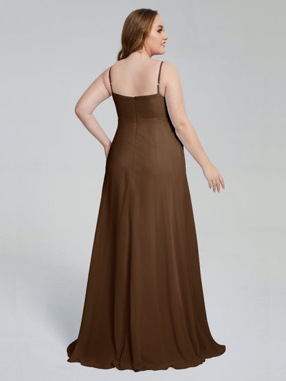 Mariah Sweep Train Sleeveless Plus Size Bridesmaid Dresses
