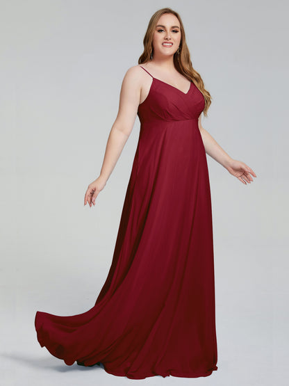 Mariah Sweep Train Sleeveless Plus Size Bridesmaid Dresses