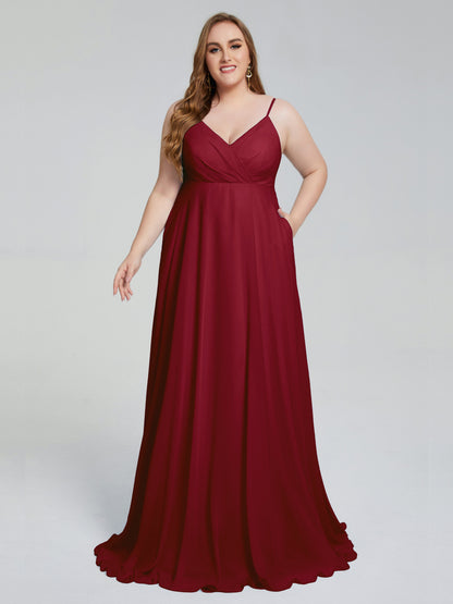 Mariah Sweep Train Sleeveless Plus Size Bridesmaid Dresses
