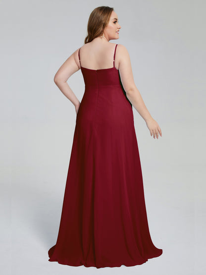 Mariah Sweep Train Sleeveless Plus Size Bridesmaid Dresses