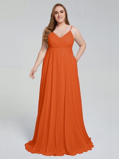 Mariah Sweep Train Sleeveless Plus Size Bridesmaid Dresses